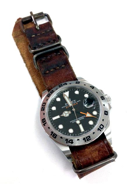 rolex explorer ii with leather strap|rolex explorer 2 curved end strap.